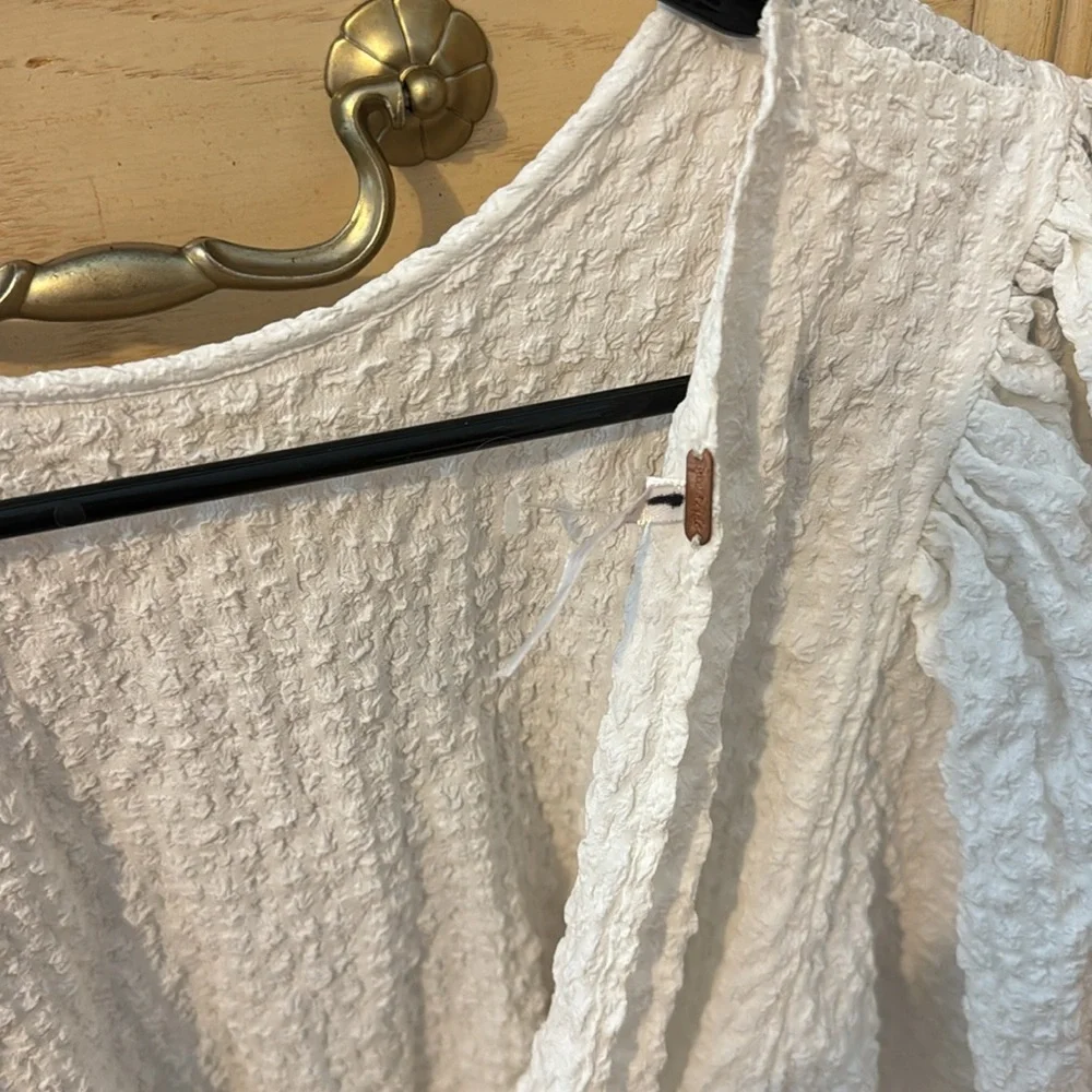 Free People Crinkle Puff Sleeve Textured Top